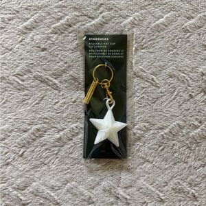 Starbucks White Star Keychain/Drink Stopper